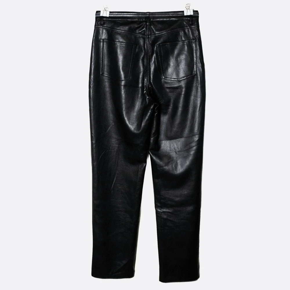 Wilfred Aritzia Melina Black Faux Leather Pants High Rise Straight Leg 10 Medium